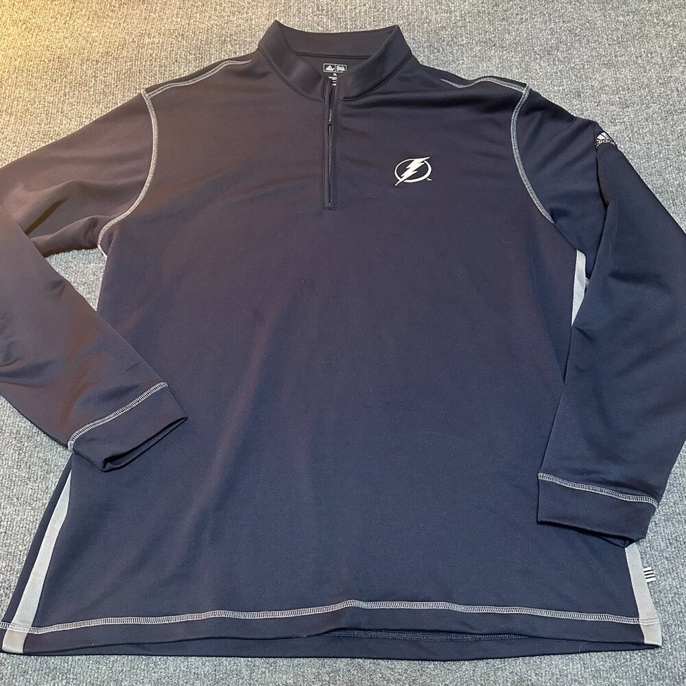 Tampa Bay Lighting Mens Pullover Quarter Zip Adidas Blue XL Top Longsleeve - Picture 1 of 6